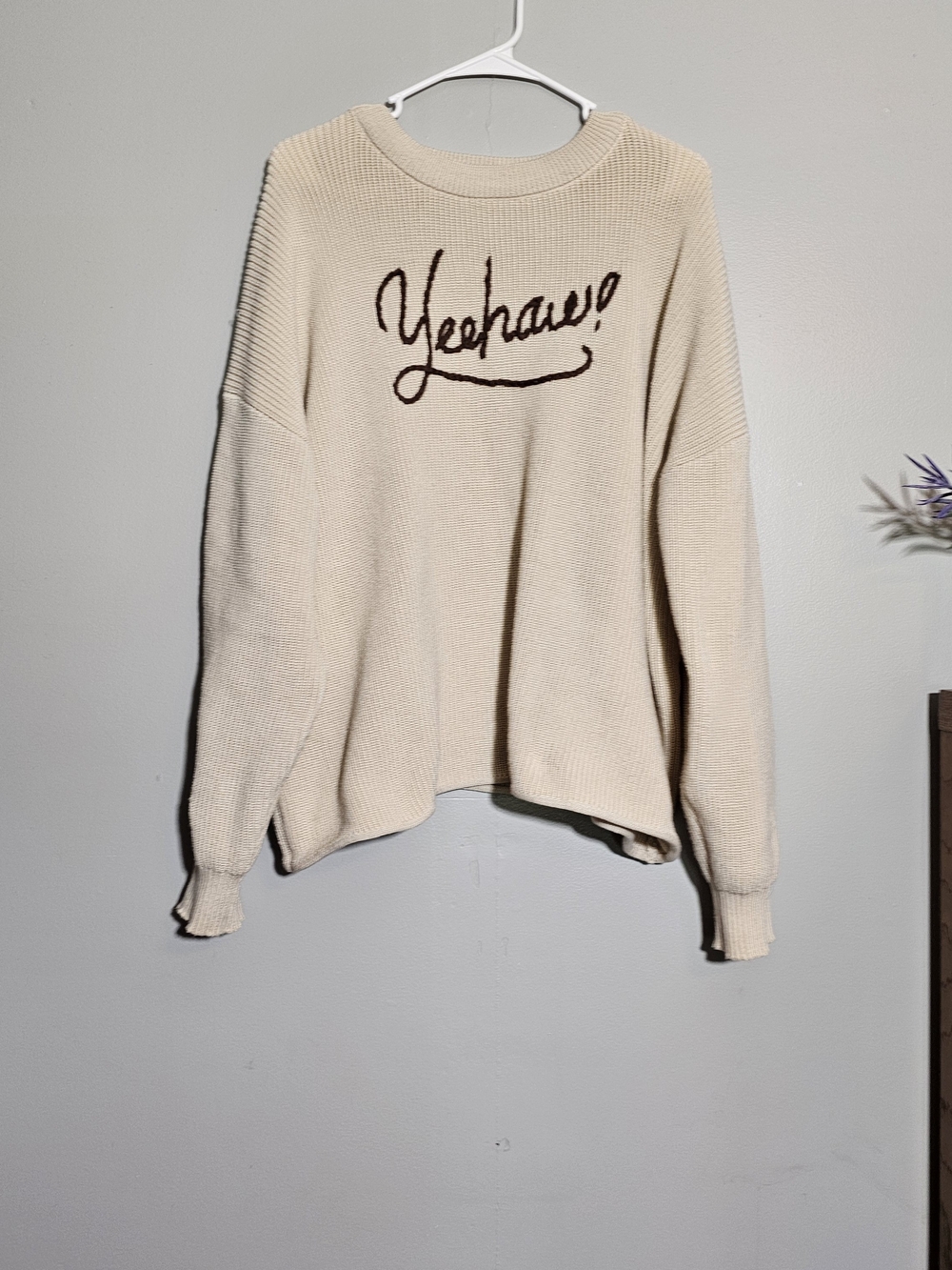 Cream 'Yeehaw' Crewneck Sweater